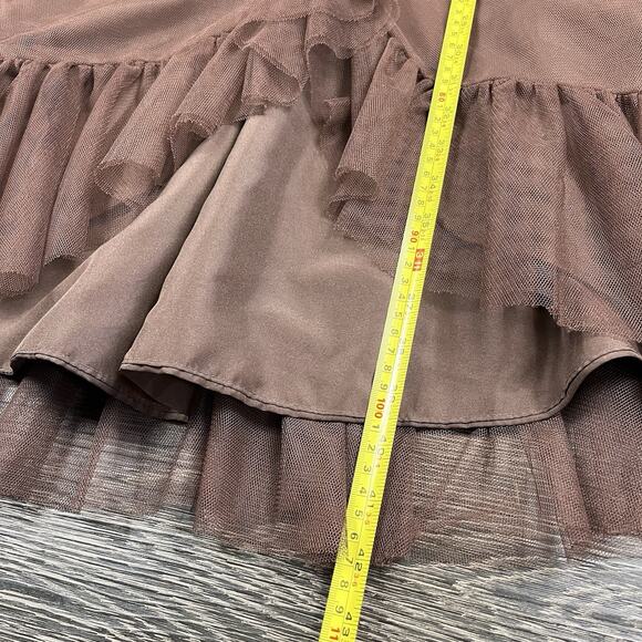 Vintage Y2K Alfred Angelo Tulle Dress Size 4/6 Brown Midi Fairy Pin-Up Ruffle - Picture 13 of 16